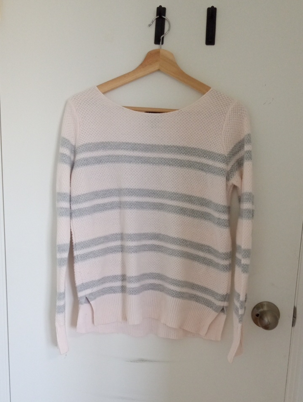 GAP Crewneck Striped Sweater - Pale Pink & Gray